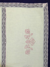 Льняная скатерть Вологодское кружево, прямоугольная цвет топленого молока с фиолетовой вышивкой и кружевом (Вологодское кружево), арт. 1С-968, 230х150