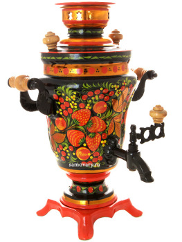 Набор самовар электрический 1,5 литра с художественной росписью "Хохлома рыжая", арт. 110383