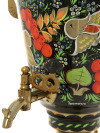 Электрический самовар 4 литра с художественной росписью "Птица, рябина на черном фоне", арт. 166000