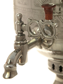 Угольный самовар (на дровах) 7 литров "цилиндр" с никелированным покрытием "Чукотка", произведен в середине XX века на Тульском Заводе "Штамп", арт. 471709