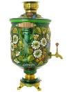Набор самовар электрический 10 литров с художественной росписью "Солнышко на зеленом фоне", арт. 110242