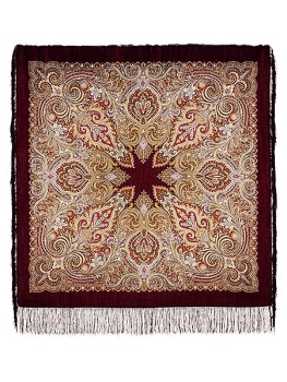 Шерстяной Павлопосадский платок "Февраль", 125*125 см, арт. 715-7