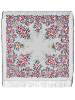Шерстяной Павлопосадский платок "Рококо", 125*125 см, арт. 1316-1
