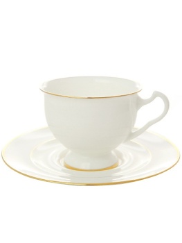 Чашка с блюдцем чайная форма "Айседора", рисунок "Золотая лента", Императорский фарфоровый завод