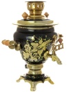 Электрический самовар 2 литра с росписью "Золотые цветы на черном фоне",репа, арт. 140651