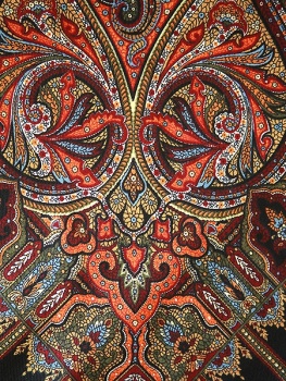 Шерстяной Павлопосадский платок "Шафран", 89*89 см, арт. 1155-18