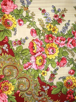 Шерстяной Павлопосадский платок "Изысканный", 146*146 см, арт. 1315-5