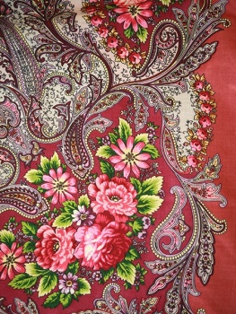Шерстяной Павлопосадский платок "Сон бабочки", 125*125 см, арт. 1463-4