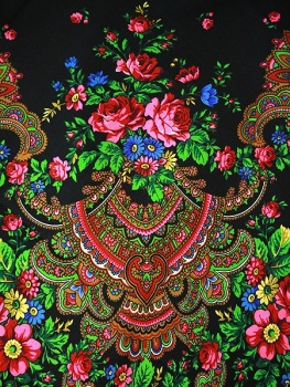Шерстяной Павлопосадский платок "Душевный разговор", 125*125 см, арт. 1113-18