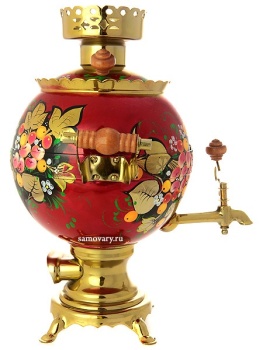 Набор самовар электрический 3 литра с художественной росписью "Яблоки на бордовом фоне", арт. 130496
