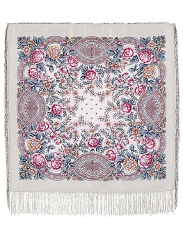 Шерстяной Павлопосадский платок "Кумушка", 89*89 см, арт. 1453-1
