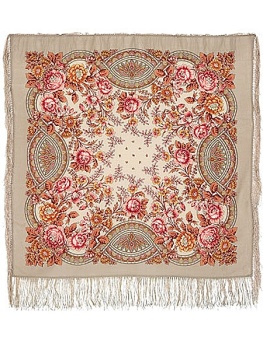 Шерстяной Павлопосадский платок "Кумушка", 89*89 см, арт. 1453-2