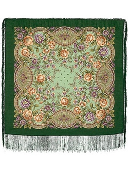 Шерстяной Павлопосадский платок "Кумушка", 89*89 см, арт. 1453-9