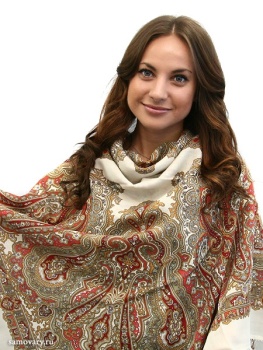Шерстяной Павлопосадский платок "Ольга Лабзина", 125*125 см, арт. 1008-3