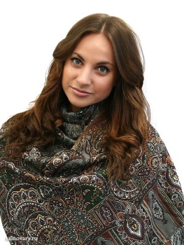 Шерстяной Павлопосадский платок "Садко", 125*125 см, арт. 598-52