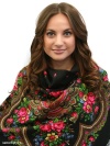 Шерстяной Павлопосадский платок "Душевный разговор", 125*125 см, арт. 1113-18