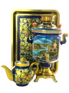 Набор самовар электрический 3 литра с росписью "Пейзаж на летнем", арт. 130255