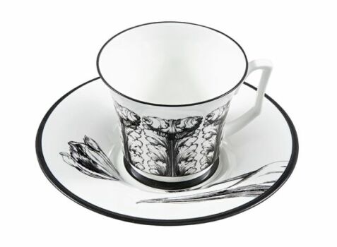 Чашка с блюдцем чайная форма "Юлия", рисунок "Сысоев. Волшебный сад IV", Императорский фарфоровый завод