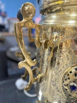 Самовар Электрический 40 литров желтый с камнями, арт. 460571