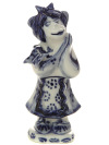 Скульптура Обезьянка дама с предметом Гжель