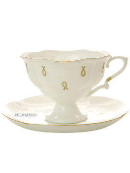 Чашка с блюдцем чайная форма "Наташа" рисунок "Петельки", Императорский фарфоровый завод