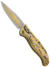Златоустовский складной нож с кнопкой позолоченный, арт.2