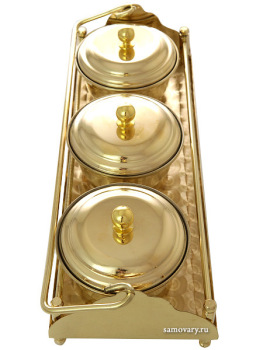 3-х предметный латунный набор для мёда, варенья, сахара 