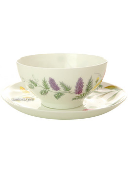 Чашка с блюдцем чайная форма "Купольная", рисунок "Полевые цветы 1", Императорский фарфоровый завод