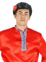 Косоворотка мужская атласная красная, 3XL-5XL