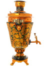 Угольный самовар 7 литров "конус" с художественной росписью "Золотая хохлома. Птица", арт. 261223