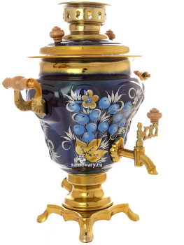 Набор самовар электрический 3 литра с художественной росписью "Рябина зимняя" с чайным сервизом, арт. 110652с