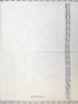 Комплект столового белья Вологодское кружево- лен с вышивкой Вологодским кружевом, цвет белый, белое кружево, арт. 6нхп-664