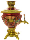 Набор самовар электрический 2 литра с чайником с художественной росписью "Птица, рябина", арт. 141415