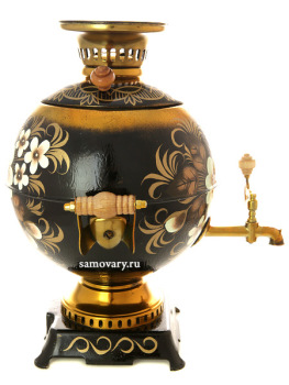 Набор самовар электрический 5 литров с художественной росписью "Жостово на черном фоне" с автоматическим отключением при закипании, арт. 151554к