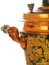 Угольный самовар 7 литров "конус" с художественной росписью "Золотая хохлома. Птица", арт. 261223